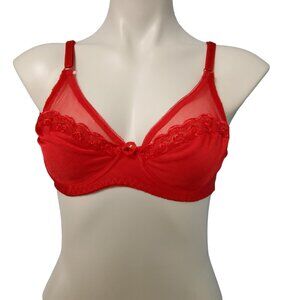 Jolie Intimates Unlined Underwire Bra Women's Size 36C Red Lace Non-Paddded